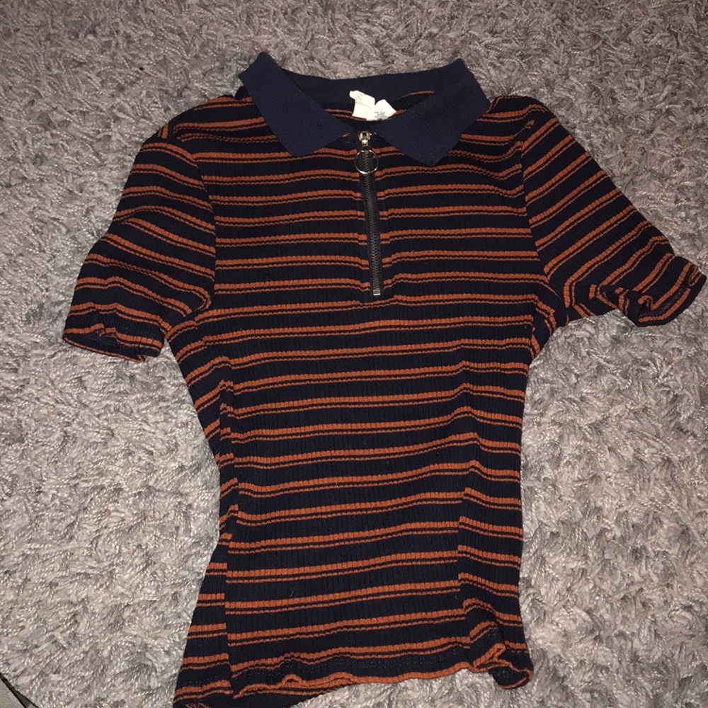 Sky and Sparrow Striped zip up shirt